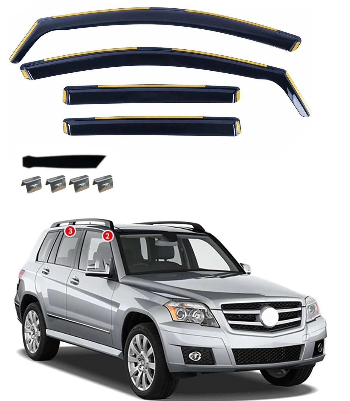 Комплект от 4бр. ветробрани за Mercedes Benz GLK X204 2008-2015