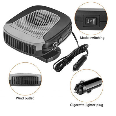 Автомобилна печка с вентилатор 4 сезона 12V 150W – режим отопление / вентилатор, размразяване и обезпотяване