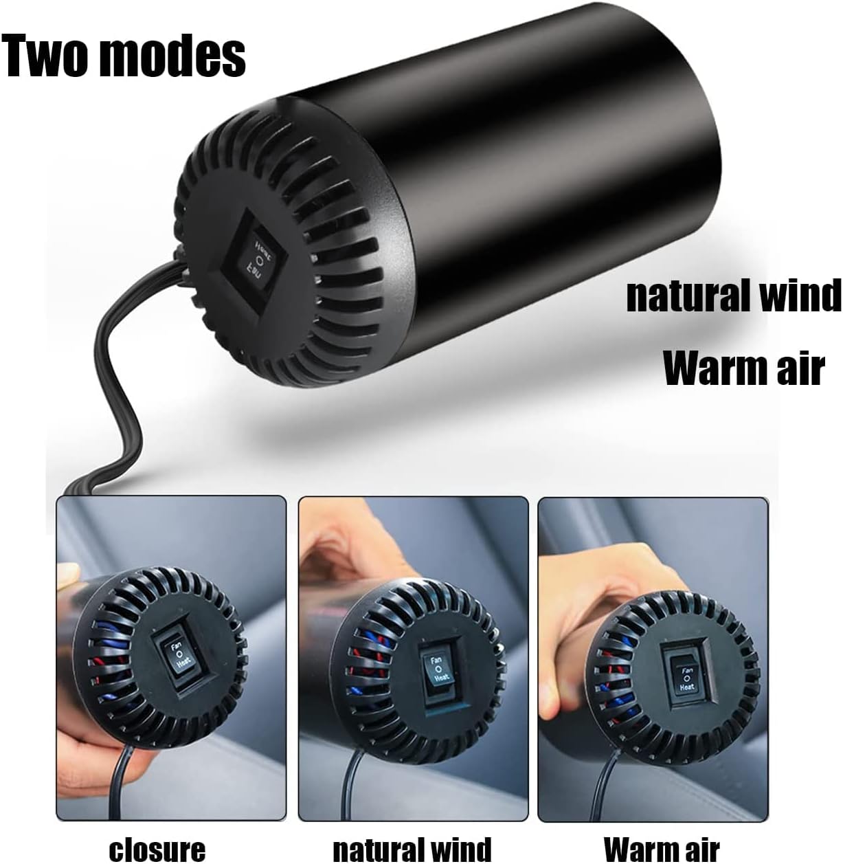 Автомобилна печка с вентилатор тип чаша 4 сезона 12V 150W – режим отопление / вентилатор, размразяване и обезпотяване, вакуум захват