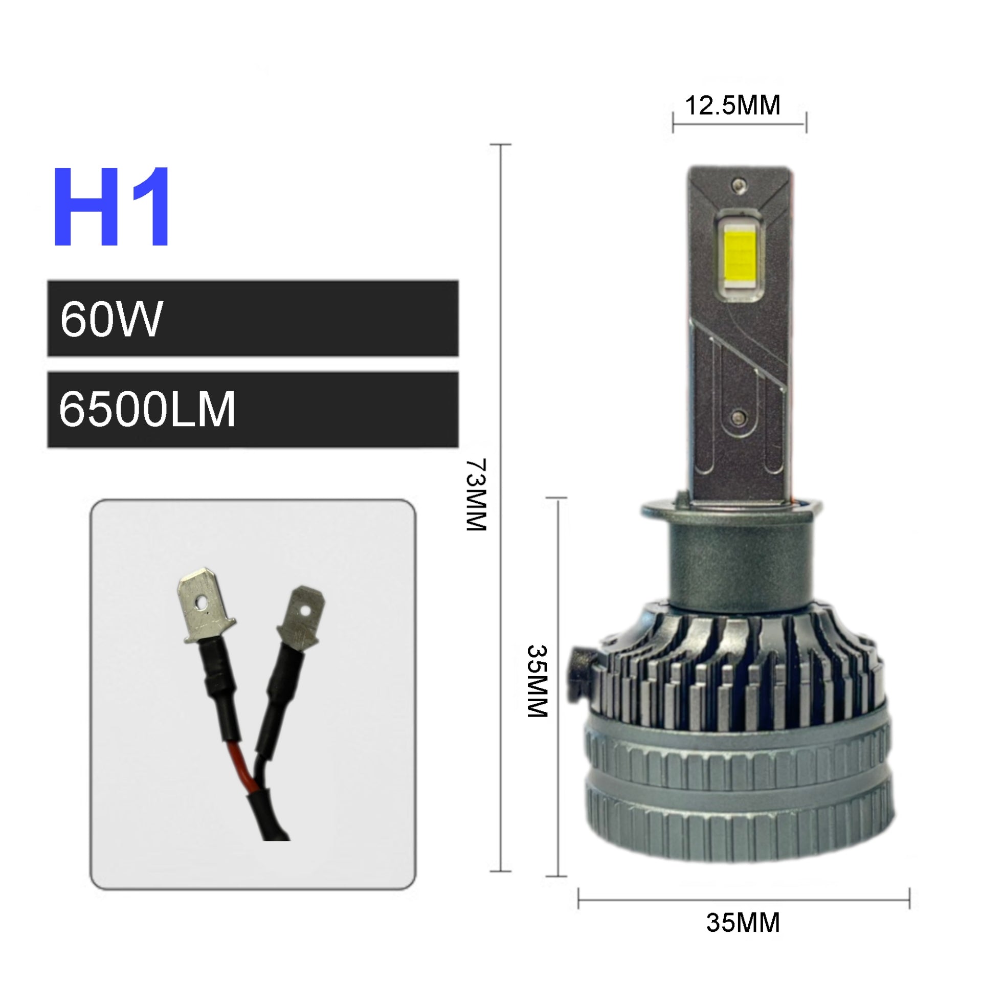 Комплект LED крушки H1 – 12V-24V 60W 6500LM 6000K CANBUS без грешки