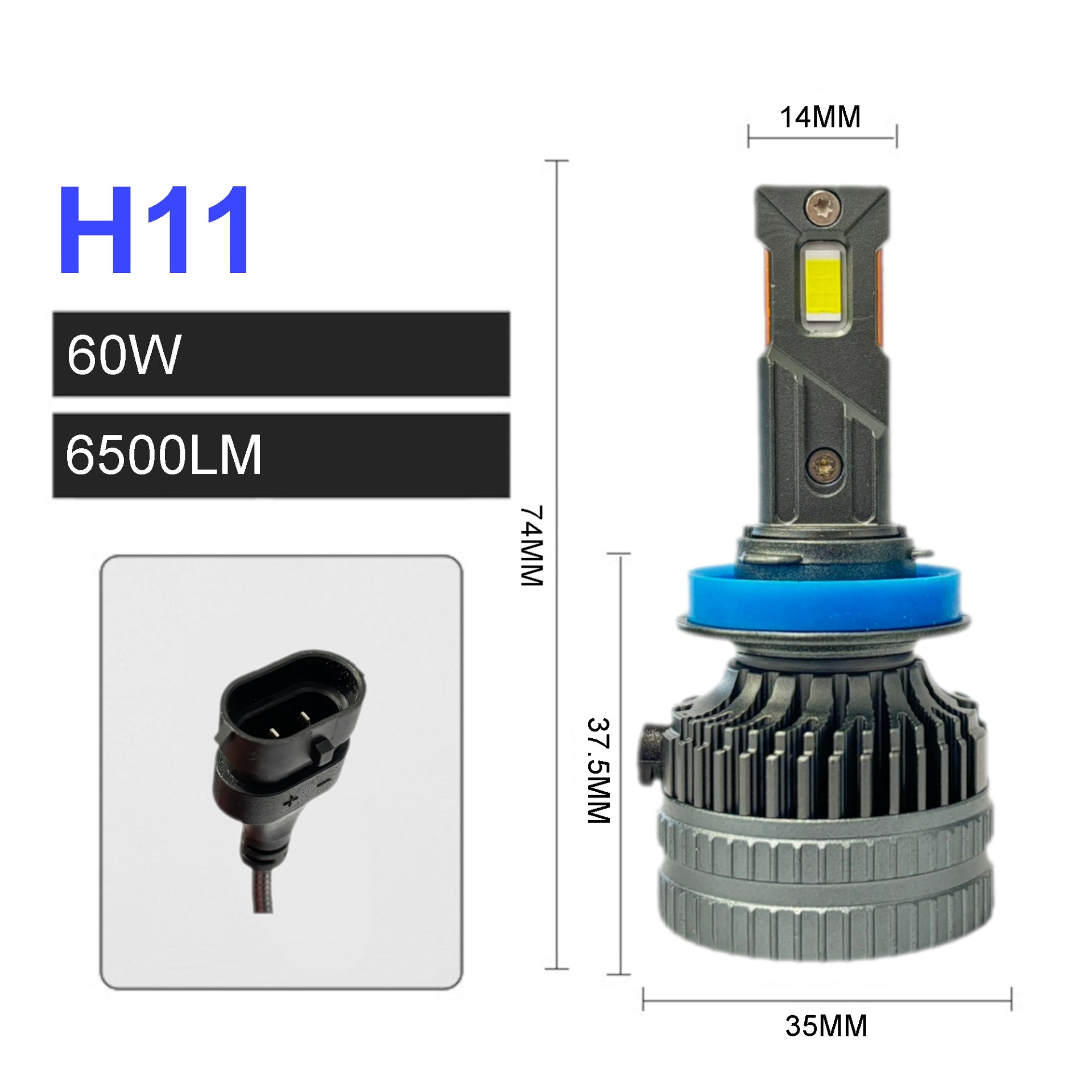 Комплект LED крушки H8 / H9 / H11 – 12V-24V 60W 6500LM 6000K CANBUS без грешки