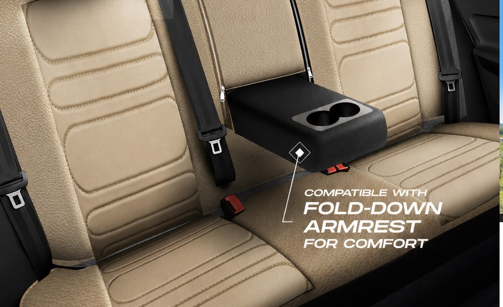 Комплект луксозна универсална тапицерия PANDA RODOS – Еко кожа, Бежово, За предни и задни седалки