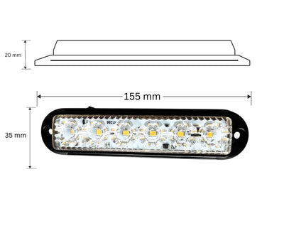 LED аварийна / сигнална лампа (Flash) – Бяла 6 Диода 4 режима 12V-24V