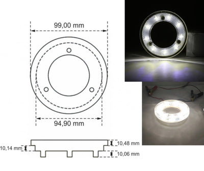 Кръгъл LED габарит / маркер – Бял 9 диода 12V-24V
