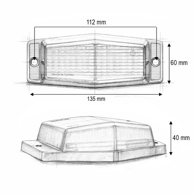 Стационарна LED Габаритна лампа с 2 светлини - Жълто/Бяло Опушен 24 диода 24V