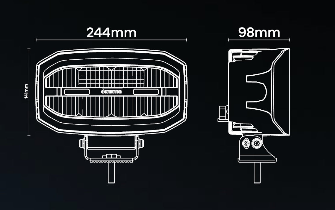 LED Халоген Demmon 10 (244mm) IP67, 9-32V 90W E-MARK (ECE R148/R149/R10) с Динамична Бяла и Оранжева DRL Светлина-Мигач