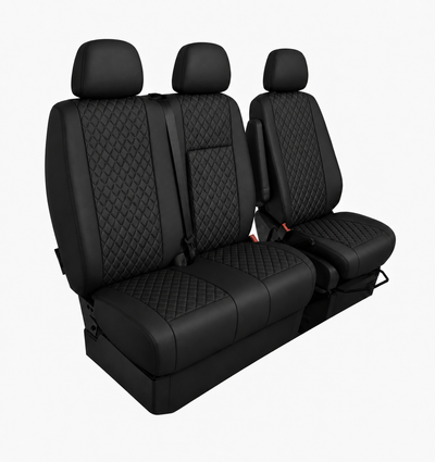 Комплект 2+1 Тапицерия за MERCEDES SPRINTER W906 2006-2018 – Еко кожа, Черна с черен шев, 8 части