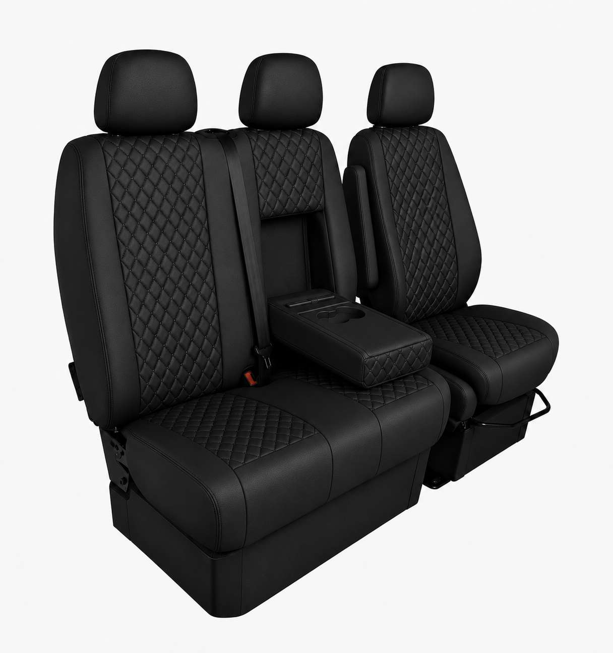 Комплект 2+1 Тапицерия за MERCEDES SPRINTER W906 2006-2018 – Еко кожа, Черна с черен шев, 8 части