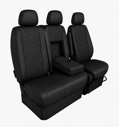 Комплект 2+1 Тапицерия за MERCEDES SPRINTER W906 2006-2018 – Еко кожа, Черна с черен шев, 8 части