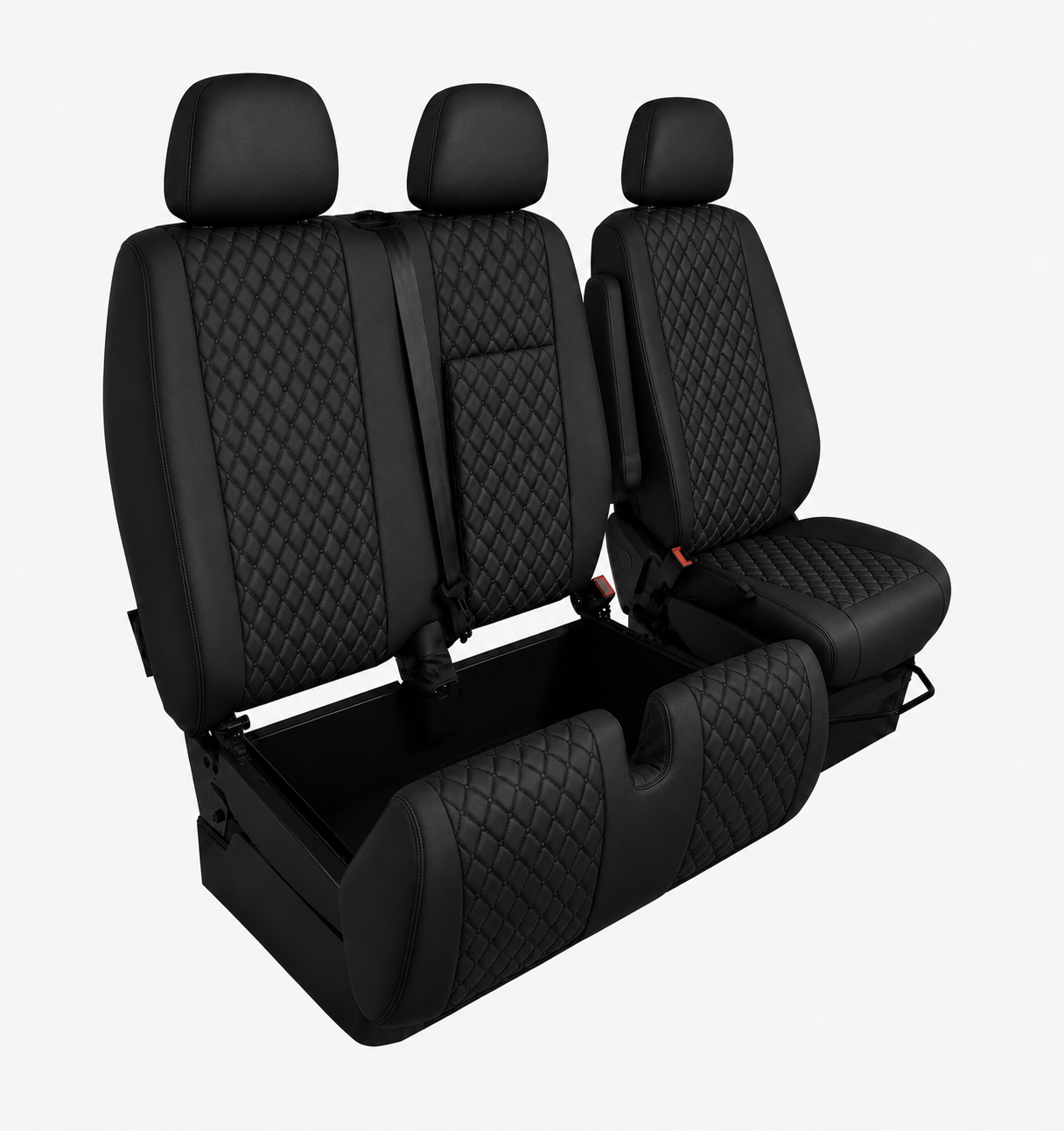 Комплект 2+1 Тапицерия за MERCEDES SPRINTER W906 2006-2018 – Еко кожа, Черна с черен шев, 8 части