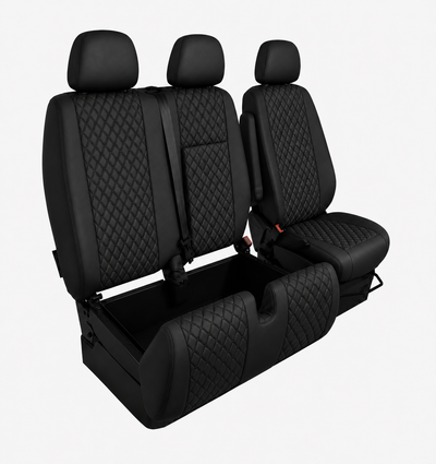 Комплект 2+1 Тапицерия за MERCEDES SPRINTER W906 2006-2018 – Еко кожа, Черна с черен шев, 8 части