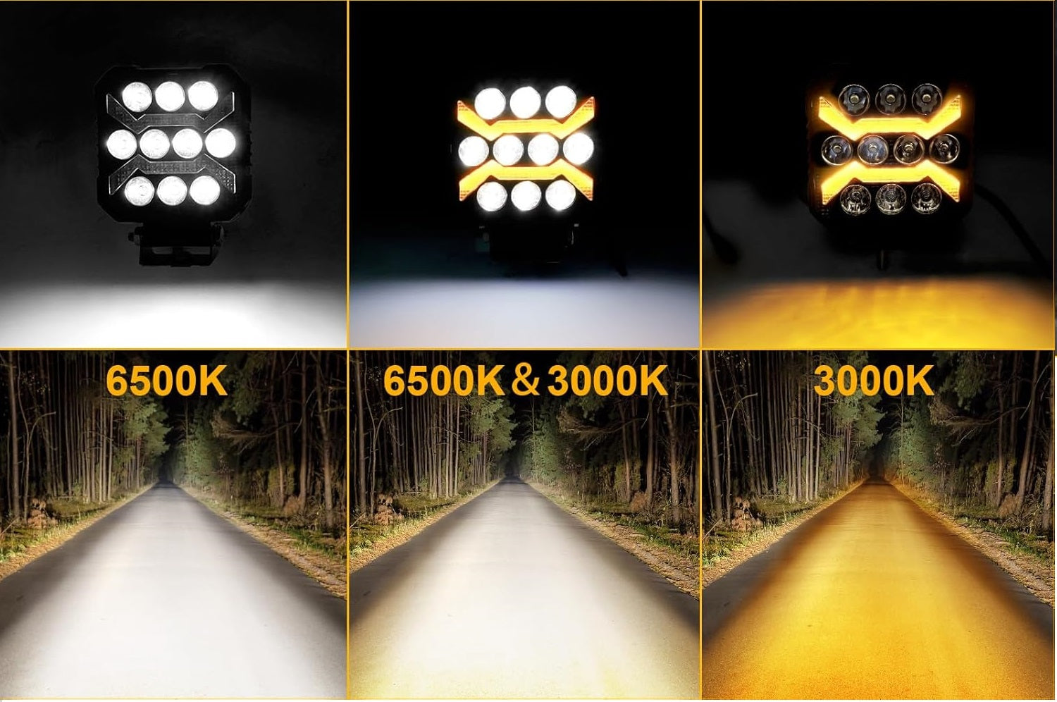 Универсален LED халоген халоген с бяла светлина и оранжева DRL - 10 диода, 1700 lm, 17 W, 12V-24V, IP68, 7 режима на работа, стробоскопичен режим и динамичен мигач