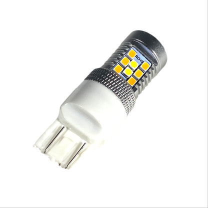 ДИОДНА КРУШКА T20 С 28 ДИОДА 2835 И ЛУПА - КОМБИНИРАНА ЗА МИГАЧ И ДНЕВНИ СВЕТЛИНИ