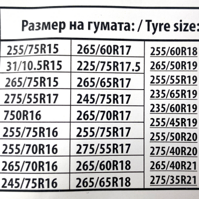 Метални вериги за сняг за джип, бус, SUV, кемпер - размер 255 за 15", 16", 17" - 2бр.