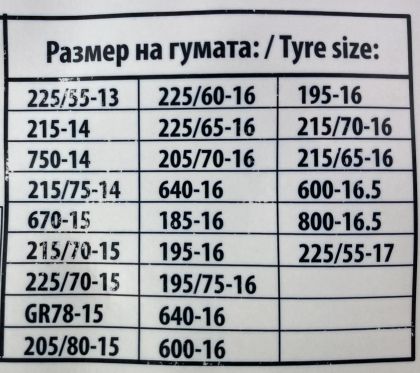 Метални вериги за сняг за джип, бус, SUV, кемпер - размер 230 за 14'' , 15", 16", 17" - 2бр.
