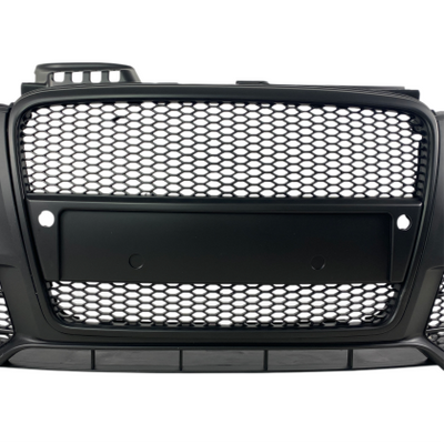 ПРЕДНА БРОНЯ ЗА AUDI A4 B7 8E (2004-2008) - S-LINE DESIGN С ЧЕРНА РЕШЕТКА С ОТВОРИ ЗА ПАРКТРОНИК