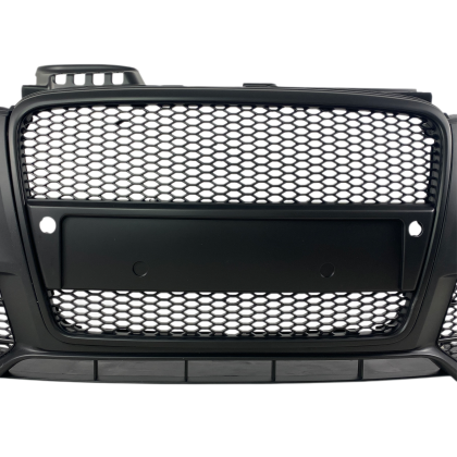 ПРЕДНА БРОНЯ ЗА AUDI A4 B7 8E (2004-2008) - S-LINE DESIGN С ЧЕРНА РЕШЕТКА С ОТВОРИ ЗА ПАРКТРОНИК