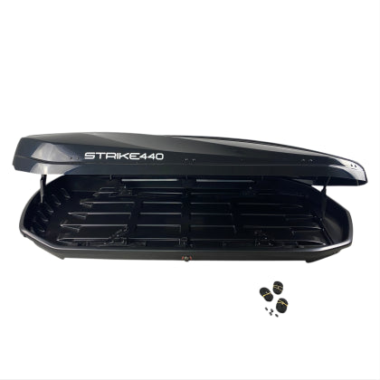 АВТОБОКС JUNIOR STRIKE 199X84X35CM С 85 MM КРЕПЕЖИ,С ДВУСТРАННО ОТВАРЯНЕ С КЛЮЧ, 440 ЛИТРА - ЧЕРЕН ГЛАНЦ