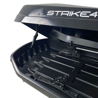 АВТОБОКС JUNIOR STRIKE 199X84X35CM С 85 MM КРЕПЕЖИ,С ДВУСТРАННО ОТВАРЯНЕ С КЛЮЧ, 440 ЛИТРА - ЧЕРЕН ГЛАНЦ