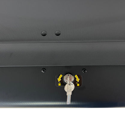 АВТОБОКС JUNIOR XTREME 2 195X78X39CM С 85 MM КРЕПЕЖИ,С ДВУСТРАННО ОТВАРЯНЕ С КЛЮЧ, 450 ЛИТРА - ЧЕРЕН