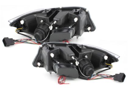 КРИСТАЛНИ ФАРОВЕ ЗА BMW E90  (2005-2008)  С CCFL ANGEL EYES - ЧЕРНИ