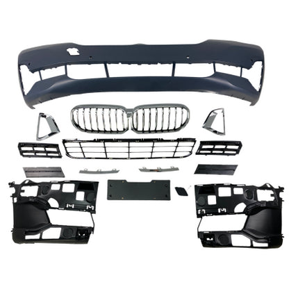 ПРЕДНА БРОНЯ ЗА BMW G30 (2020+) - М5 ДИЗАЙН С ОВТОРИ ЗА ПАРКТРОНИК И КАМЕРА