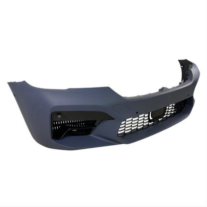 ПРЕДНА БРОНЯ ЗА BMW G30 (2020+) - М5 ДИЗАЙН С ОВТОРИ ЗА ПАРКТРОНИК И КАМЕРА ЗА КОЛИ С CRUISE CONTROL