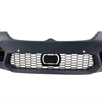 ПРЕДНА БРОНЯ ЗА BMW G30 (2020+) - М5 ДИЗАЙН С ОВТОРИ ЗА ПАРКТРОНИК И КАМЕРА ЗА КОЛИ С CRUISE CONTROL