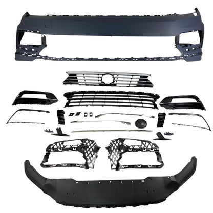 ПРЕДНА БРОНЯ ЗА VW PASSAT B8 (2014+) - R ДИЗАЙН С ЧЕРНА РЕШЕТКА