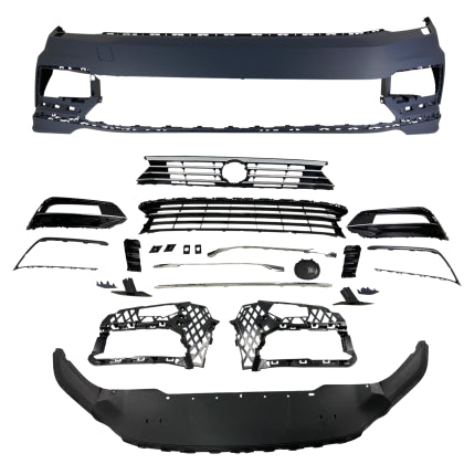 ПРЕДНА БРОНЯ ЗА VW PASSAT B8 (2014+) - R ДИЗАЙН С ЧЕРНА РЕШЕТКА