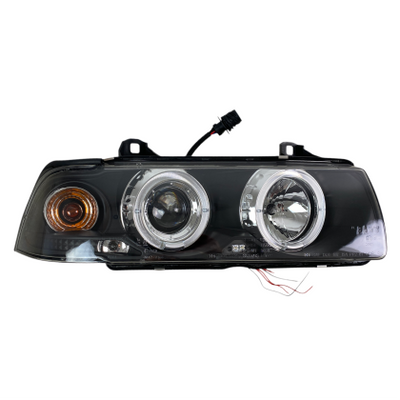 Кристални фарове за BMW E36  Angel Eyes (91-99) 2d coupe - черни