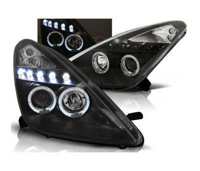 Кристални фарове Angel eyes TOYOTA CELICA T230 (99-05) - черни