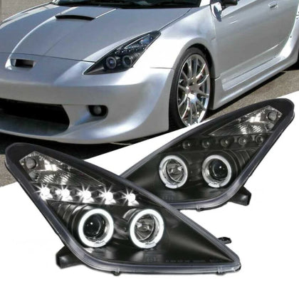 Кристални фарове Angel eyes TOYOTA CELICA T230 (99-05) - черни