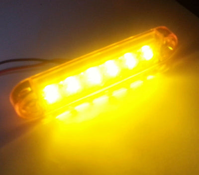 1 брой ЛЕД LED Оранжев Диоден Маркер Габарит Токос със 6 светодиода за камион ремарке бус ван каравана платформа 12V-24V