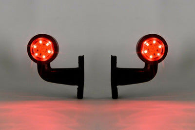 2x LED ЛЕД къси мини странични габаритни светлини тип рогче 12V 24V червено и бели за камион ремарке