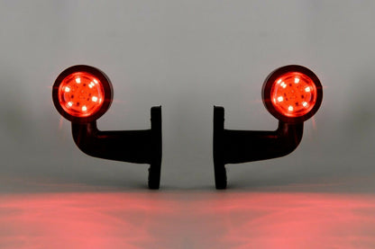 2x LED ЛЕД къси мини странични габаритни светлини тип рогче 12V 24V червено и бели за камион ремарке