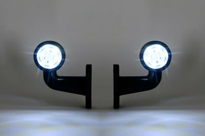 2x LED ЛЕД къси мини странични габаритни светлини тип рогче 12V 24V червено и бели за камион ремарке