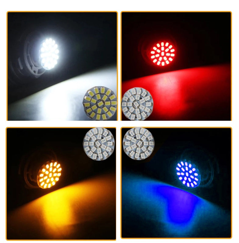 LED Лед Крушки, 22 SMD, BA15S 1156 (P21W), BAU15S 1156 (PY21W), 12V - 24V, Бяла, Оранжева, Червена, Синя Светлина