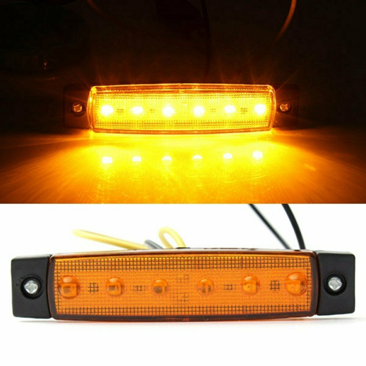 Светодиоден Маркер, габарит, токос, рибки, рибка, светлина със 6 LED ЛЕД за камион, бус, ван, ремарке, каравана, платформа, 12V оранжев