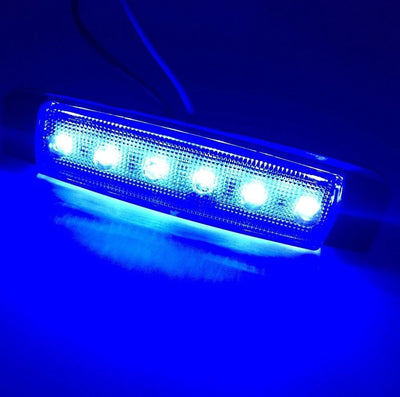Светодиоден Маркер, габарит, токос, рибки, рибка, светлина със 6 LED ЛЕД за камион, бус, ван, ремарке, каравана, платформа, 24V син, сини