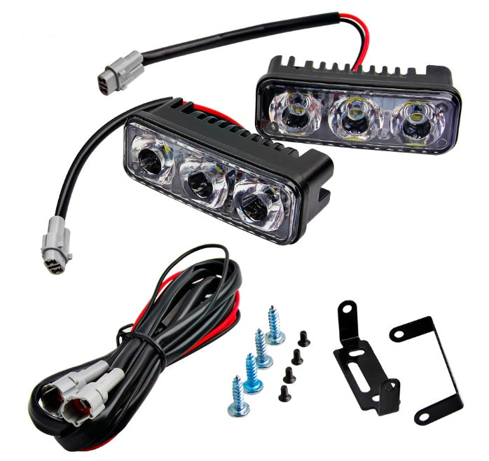 Комплект Предни Мощни 3 Led Лед Диодни Дневни Светлини 12V 3W НОВИ