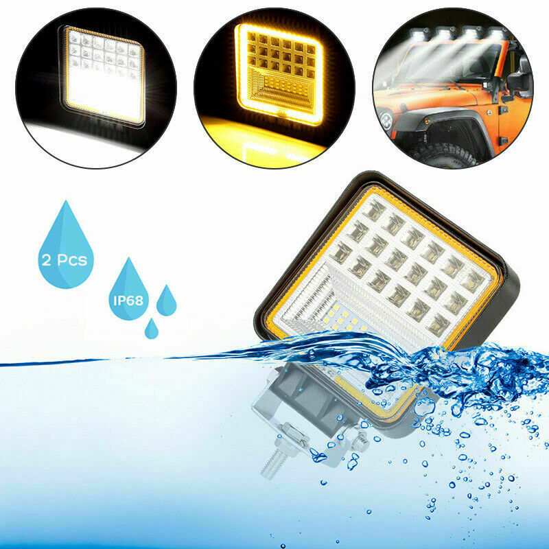 126W LED Диоден Фар Работна Бяла Жълта Светлина Габарит Мъгла Лампа 12V 24V 3030 Лумена