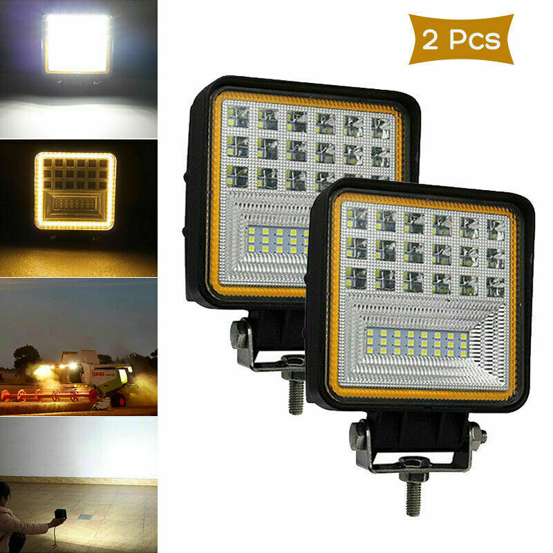 126W LED Диоден Фар Работна Бяла Жълта Светлина Габарит Мъгла Лампа 12V 24V 3030 Лумена