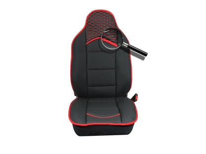 Авто Тапицерия Калъфи за Предни Седалки Черна с Червено Текстил и Кожа