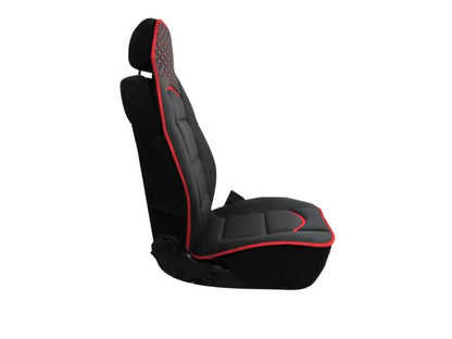 Авто Тапицерия Калъфи за Предни Седалки Черна с Червено Текстил и Кожа
