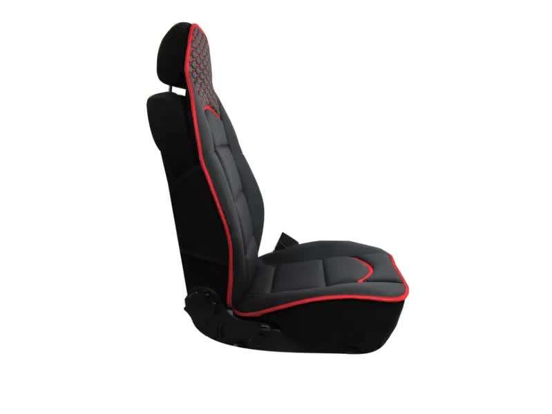 Авто Тапицерия Калъфи за Предни Седалки Черна с Червено Текстил и Кожа