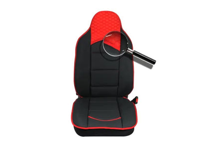 Авто Тапицерия Калъфи за Предни Седалки Черна с Червено Текстил и Кожа