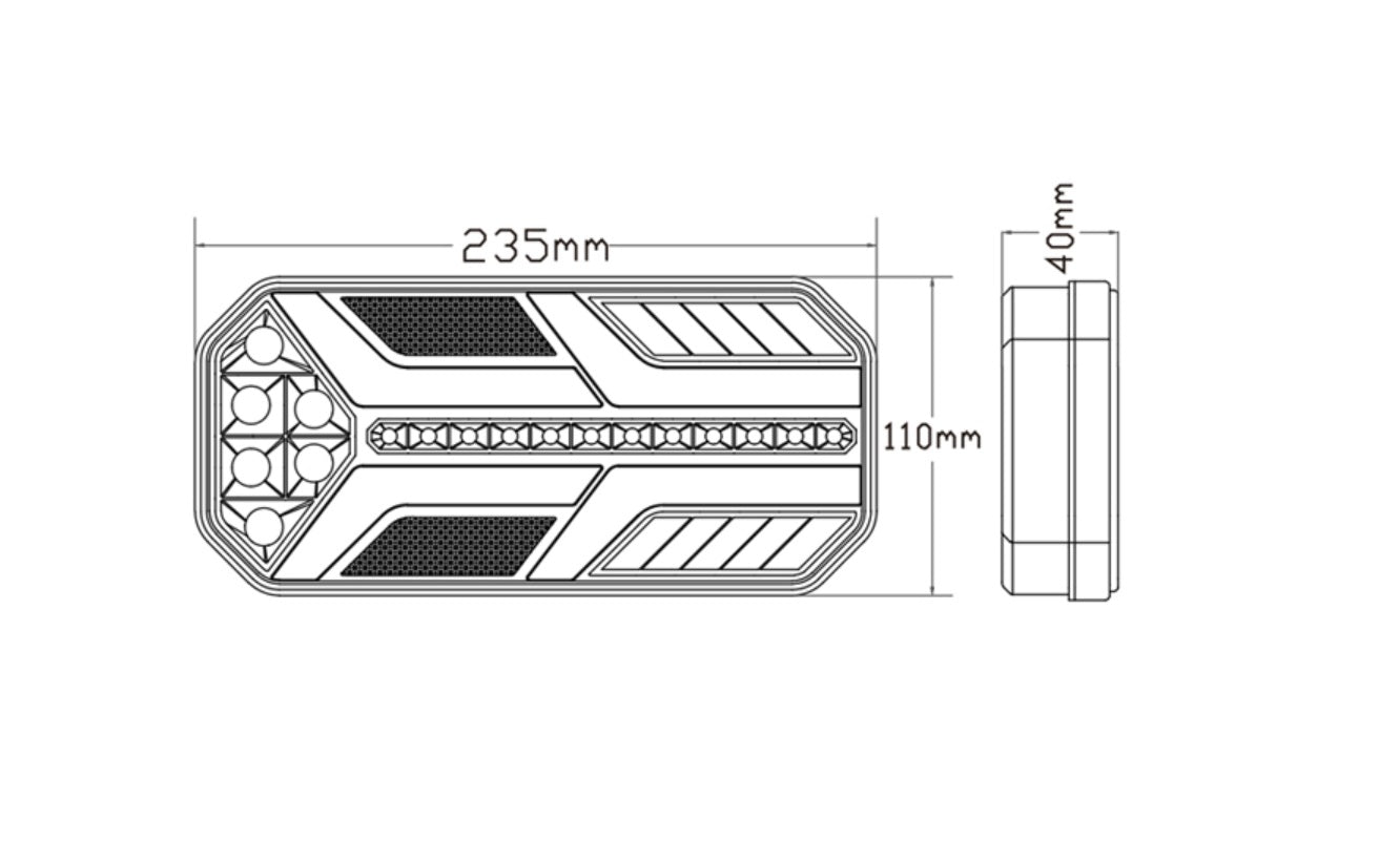 Комплект LED ЛЕД Диодни Стопове, Динамичен Мигач, 7 Функции, 12/24V