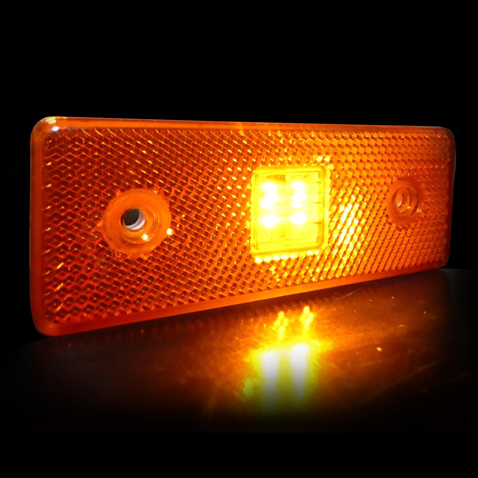 12V Диоден 4 LED ЛЕД Маркер габарит токос светлина за камиони бус ван ремарке каравана - 110 мм х 40 мм - оранжев