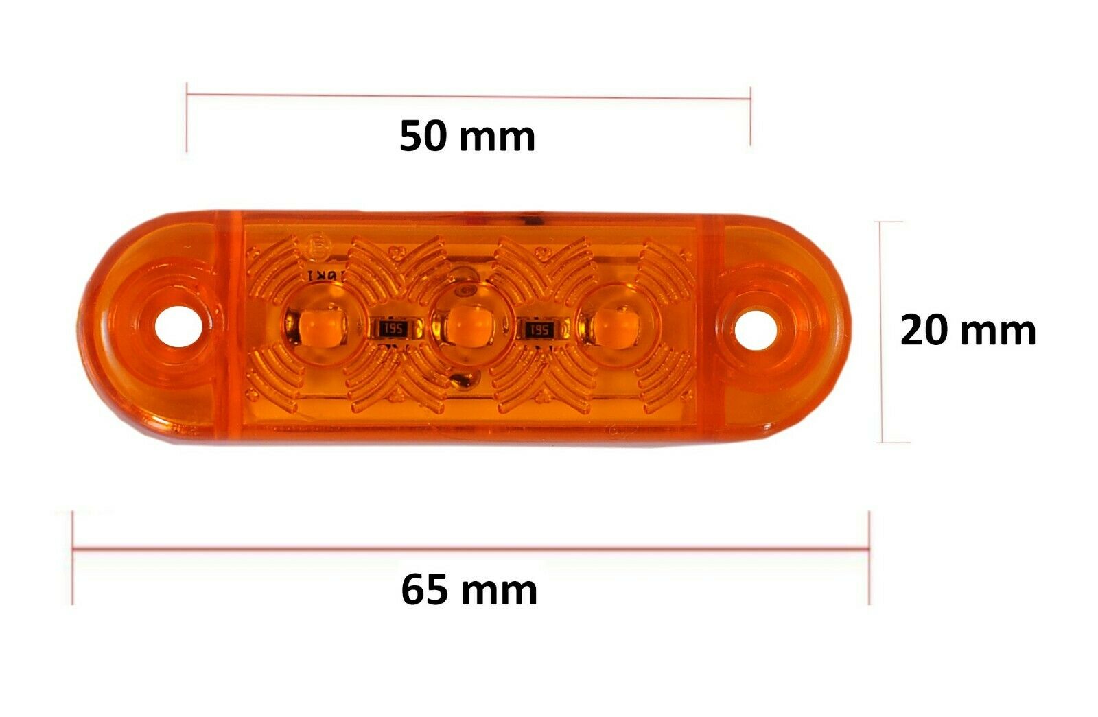 12V-24V - 3 LED страничен маркер токос габарит - за бус платформа камион ремарке автобус - 65 мм х 10 мм - оранжев
